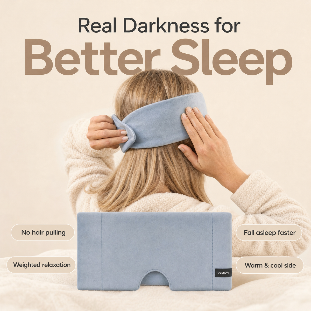 Dusk Weighted Sleep Mask by Truenova, real darkness for better sleep