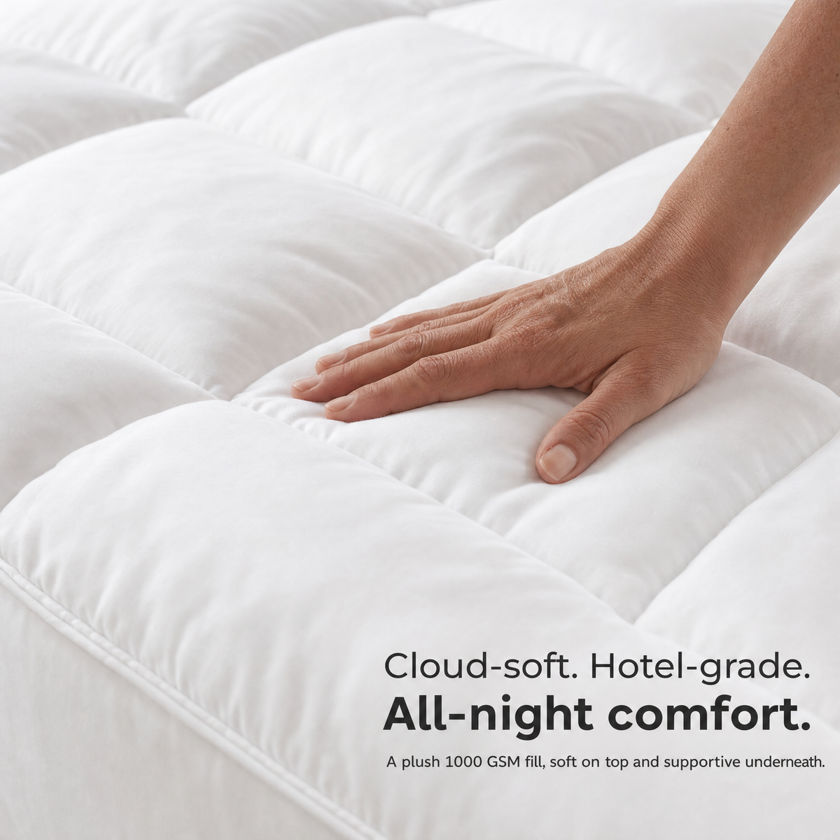 Cloud-soft, hotel-grade, all-night comfort with 1000 GSM fill
