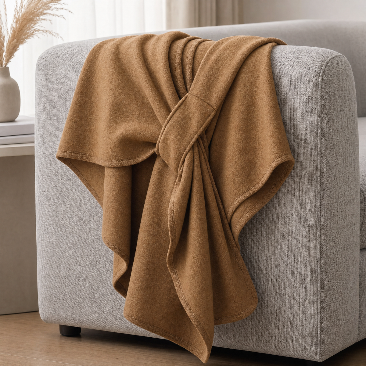 Enveloppe Aura drapée sur un fauteuil