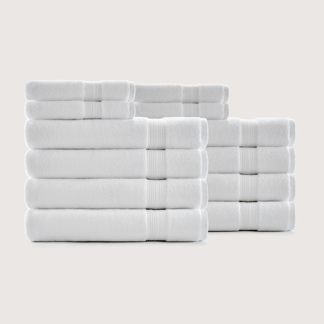 Truenova Ultrasoft 12-Piece Luxe Towel Set with bath towels, in Cloud White