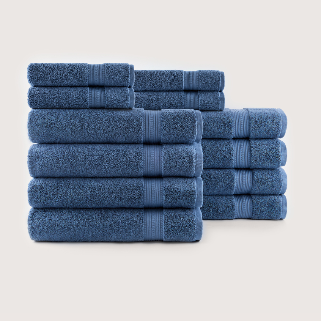 Truenova Ultrasoft 12-Piece Luxe Towel Set with bath towels, in Lapiz Blue