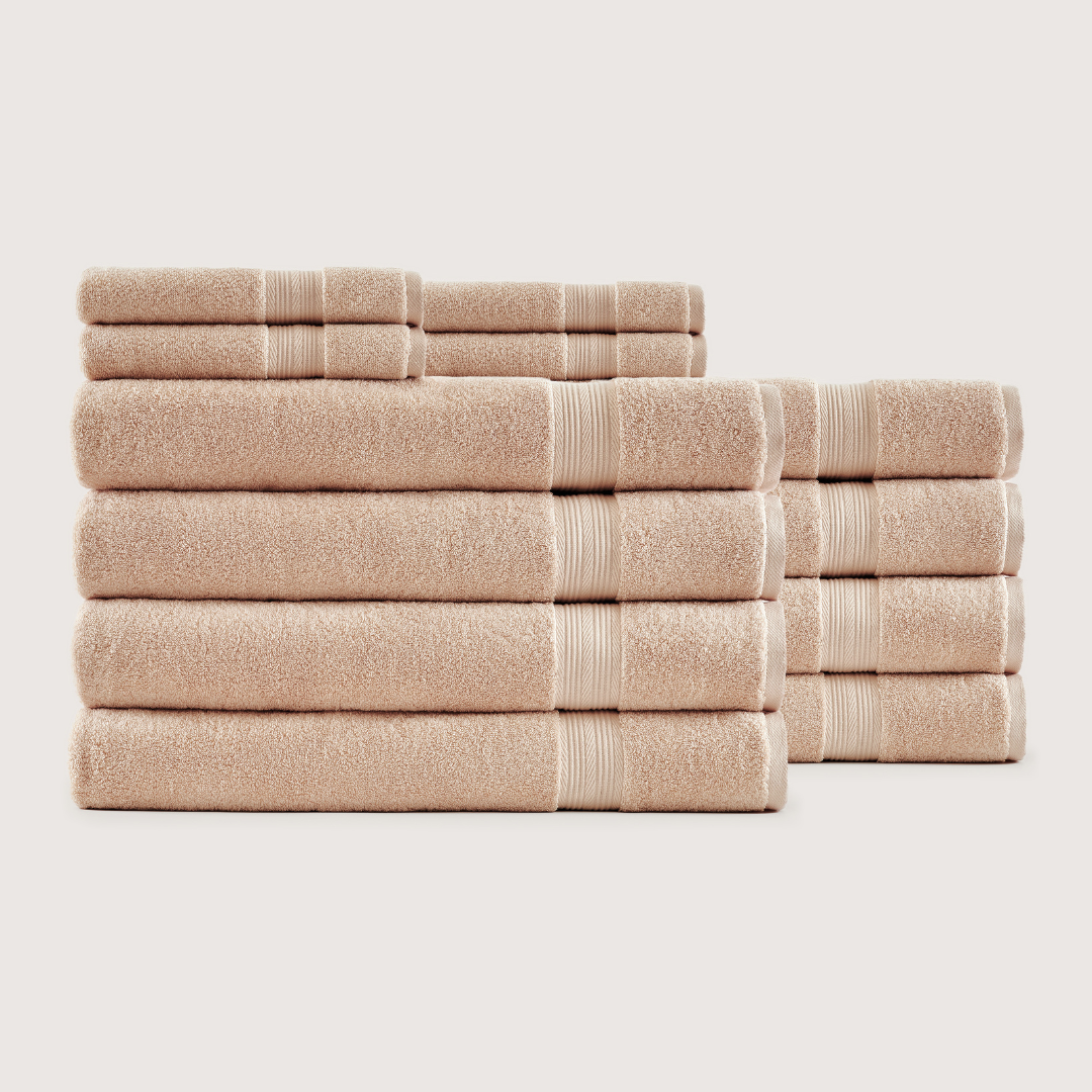Truenova Ultrasoft 12-Piece Luxe Towel Set with bath sheets, in Sand