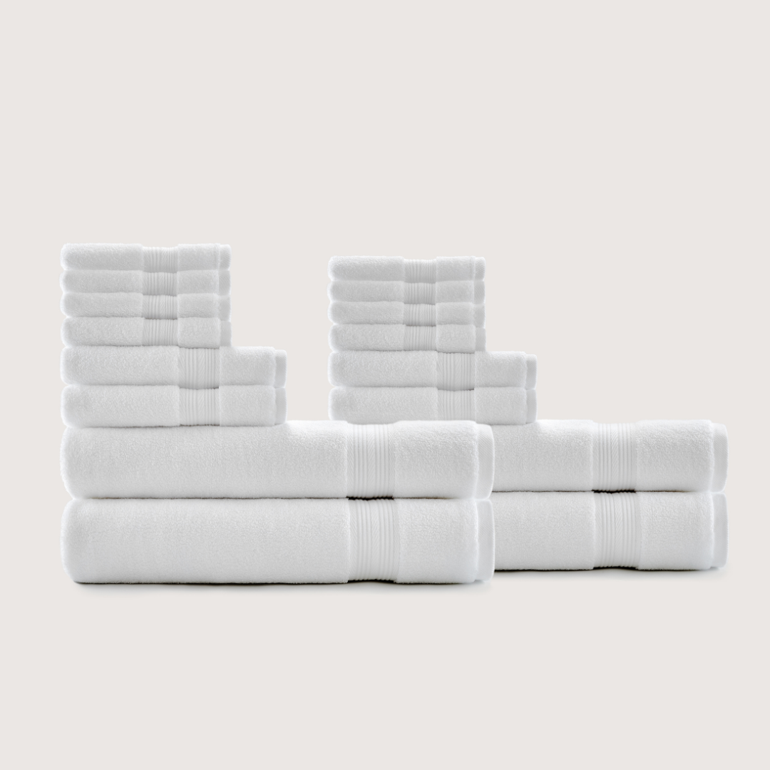 Truenova Ultrasoft 16-Piece Family Towel Set with bath towels, in Cloud White