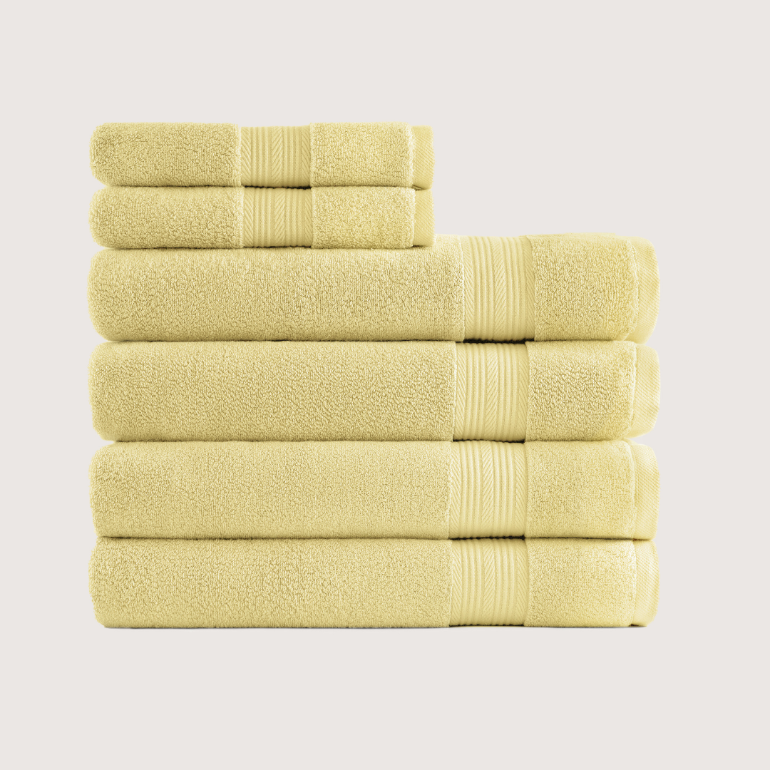 Truenova Ultrasoft 6-Piece Spa Towel Set with bath towels, in Butter Yellow
