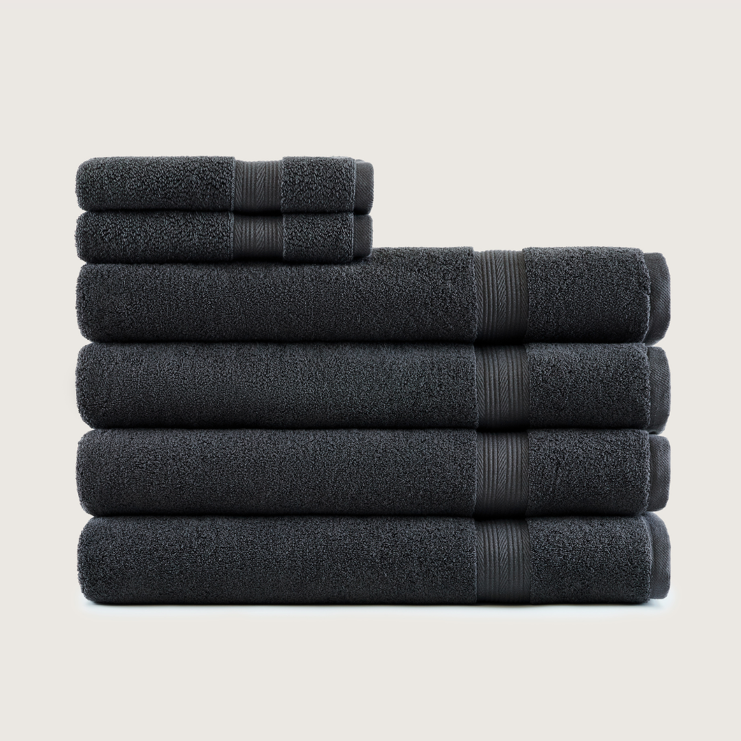 Truenova Ultrasoft 6-Piece Spa Towel Set with bath sheets, in Charcoal
