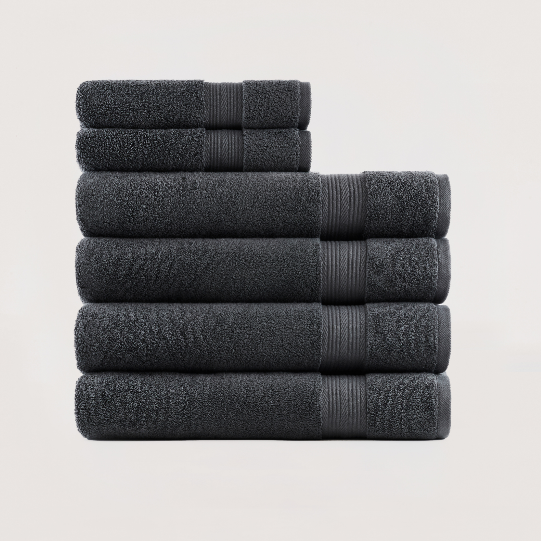 Truenova Ultrasoft 6-Piece Spa Towel Set with bath towels, in Charcoal