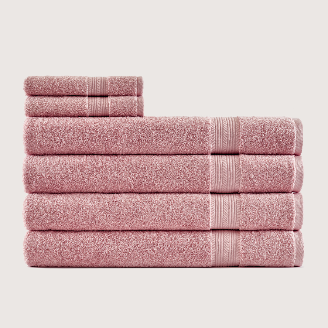 Truenova Ultrasoft 6-Piece Spa Towel Set with bath sheets, in Coral Pink