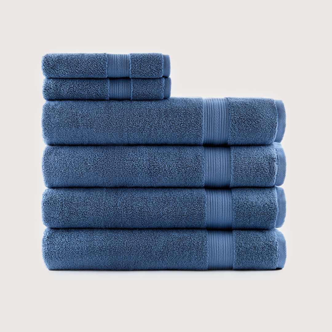 Truenova Ultrasoft 6-Piece Spa Towel Set with bath towels, in Lapiz Blue