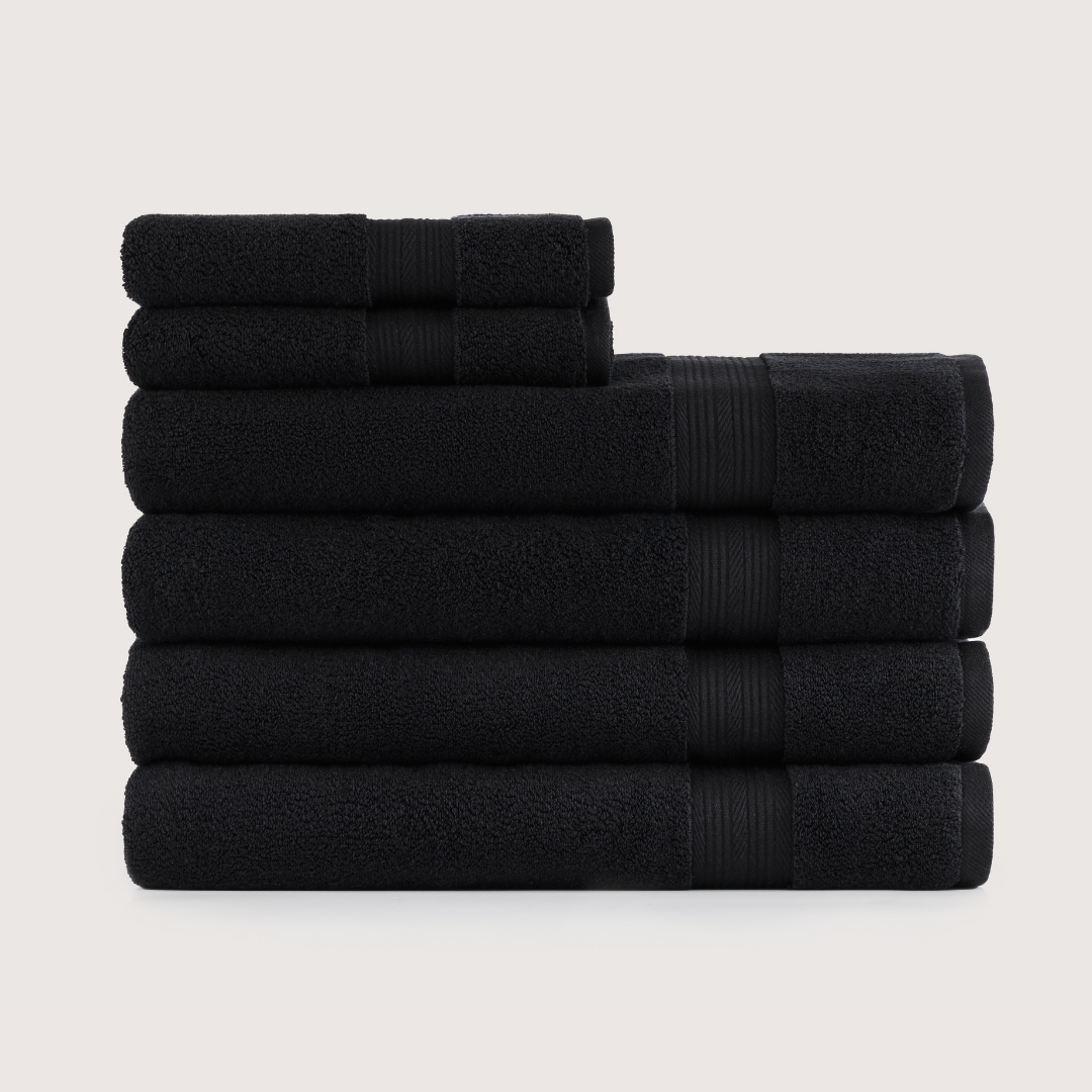 Truenova Ultrasoft 6-Piece Spa Towel Set with bath towels, in Midnight Black