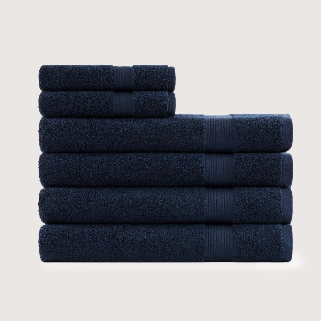 Truenova Ultrasoft 6-Piece Spa Towel Set with bath towels, in Navy Blue