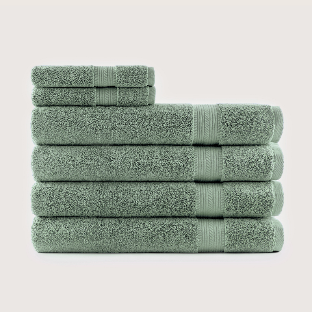 Truenova Ultrasoft 6-Piece Spa Towel Set with bath sheets, in Sage