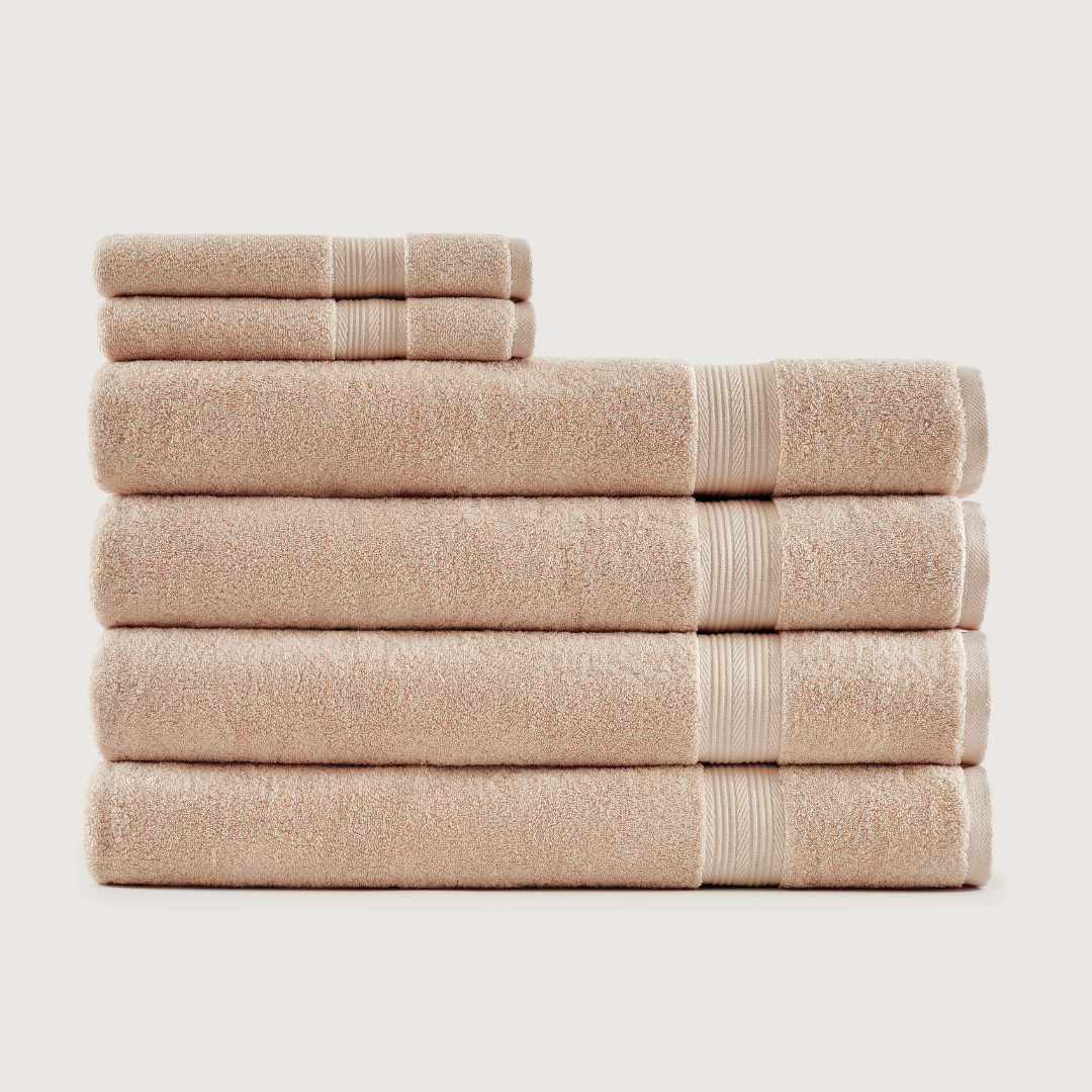 Truenova Ultrasoft 6-Piece Spa Towel Set with bath sheets, in Sand