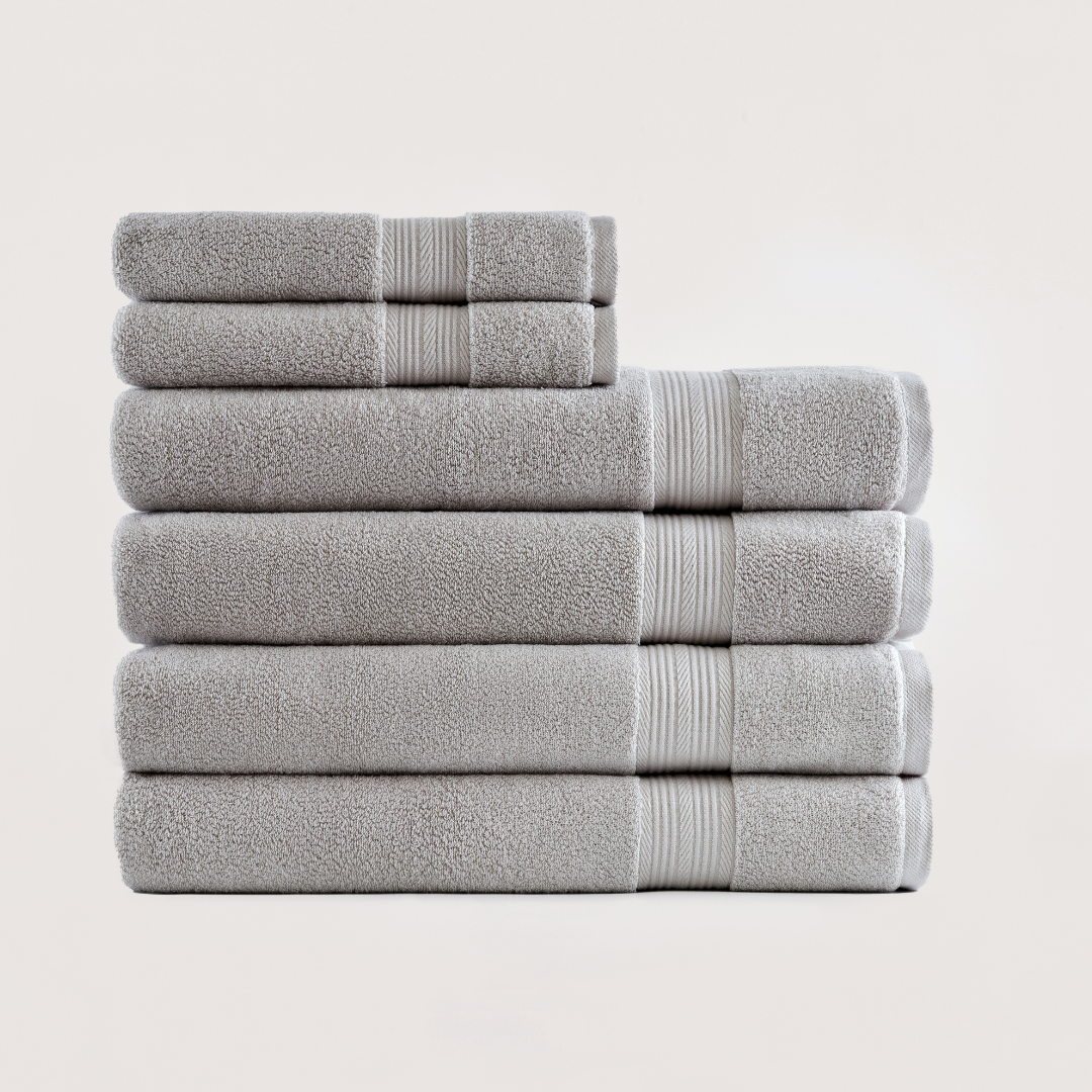 Truenova Ultrasoft 6-Piece Spa Towel Set with bath towels, in Stone Grey