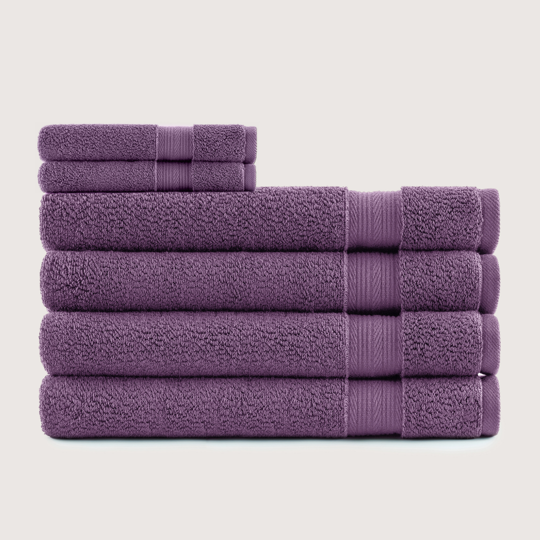 Truenova Ultrasoft 6-Piece Spa Towel Set with bath sheets, in Violet