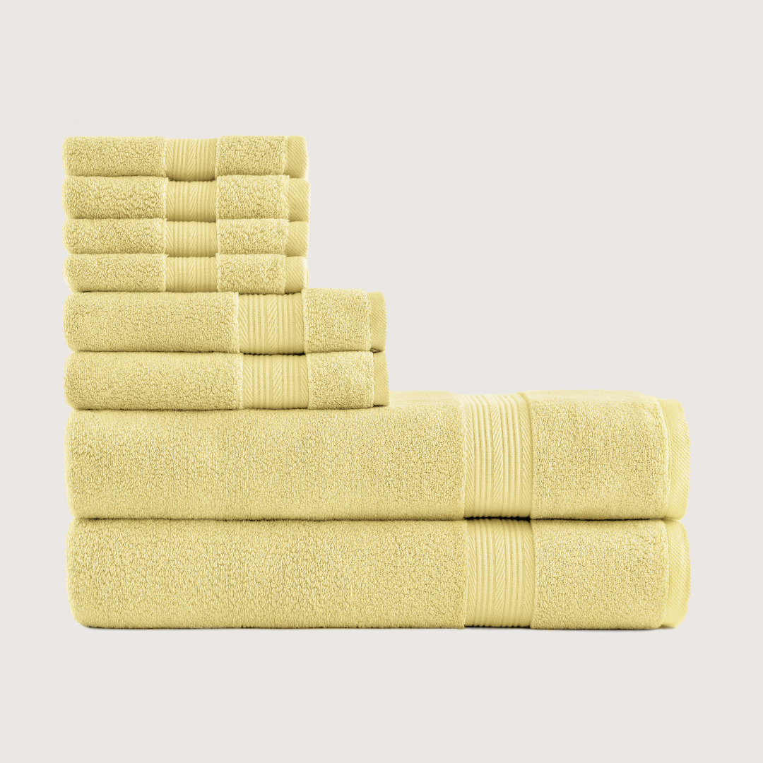 Truenova Ultrasoft 8-Piece Bath Towel Set with bath towels, in Butter Yellow