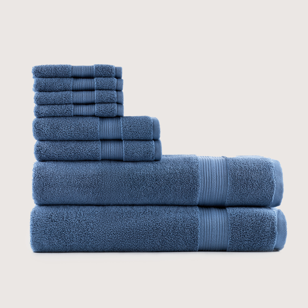 Truenova Ultrasoft 8-Piece Bath Towel Set with bath towels, in Lapiz Blue