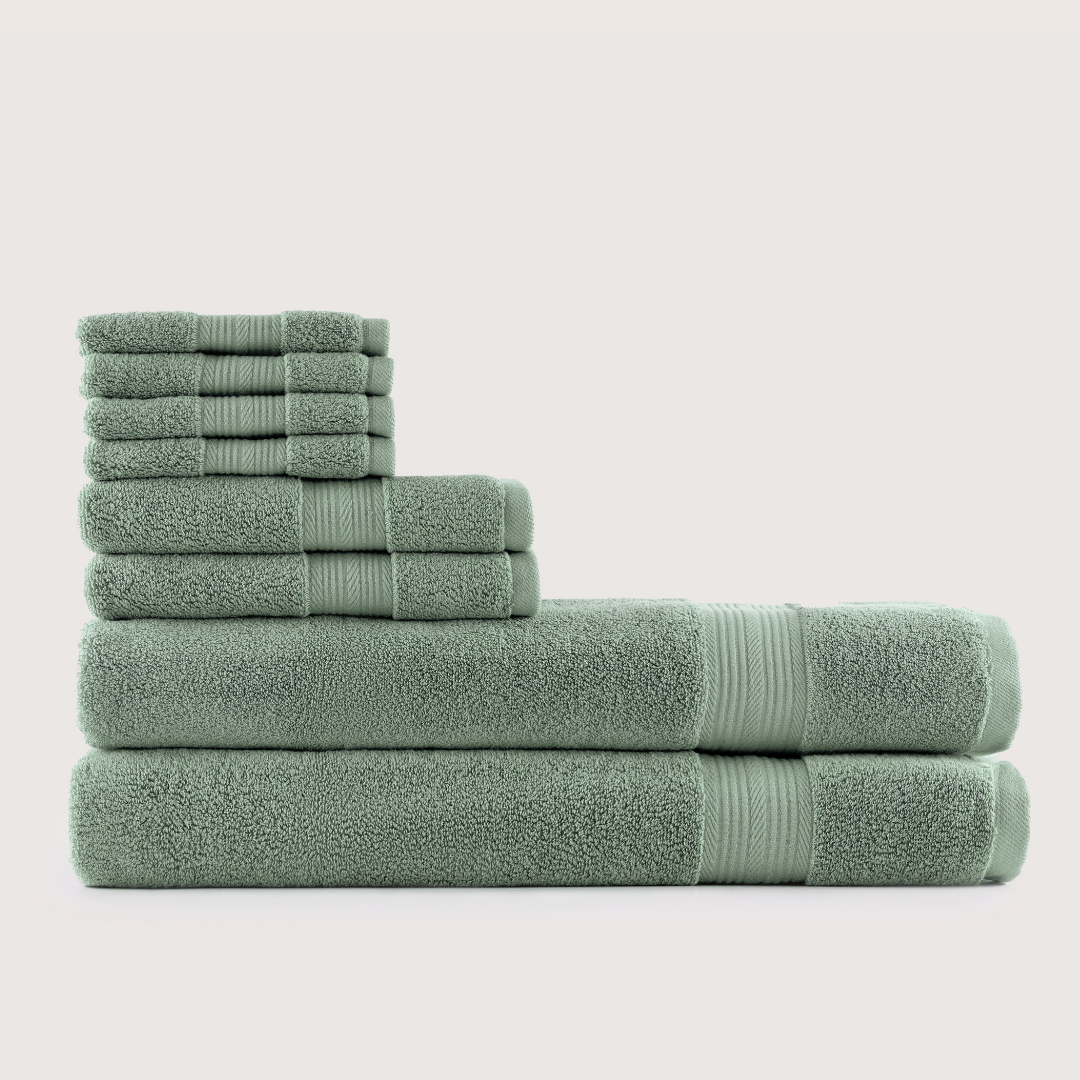 Truenova Ultrasoft 8-Piece Bath Towel Set with bath sheets, in Sage