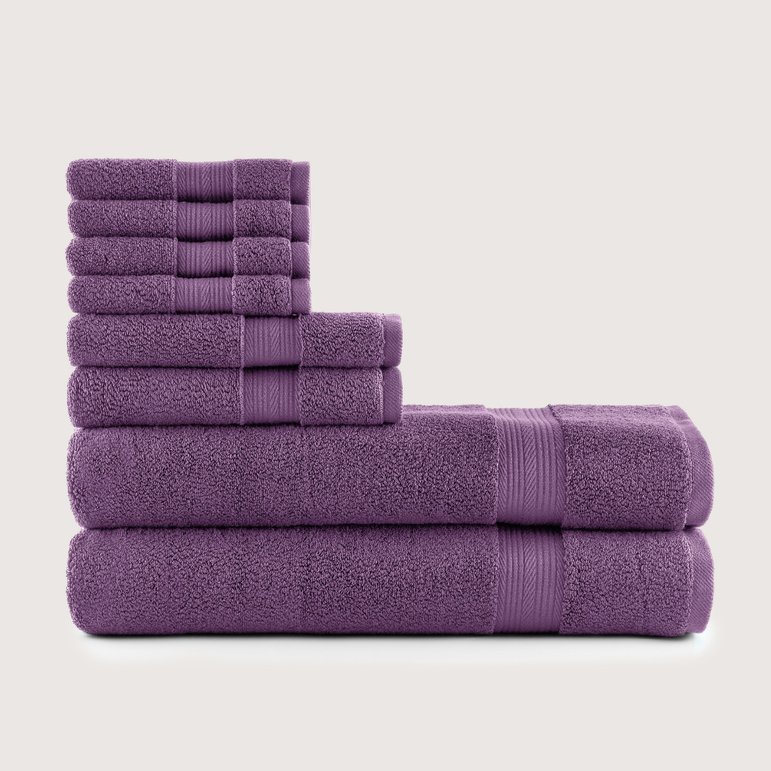 Truenova Ultrasoft 8-Piece Bath Towel Set with bath towels, in Violet