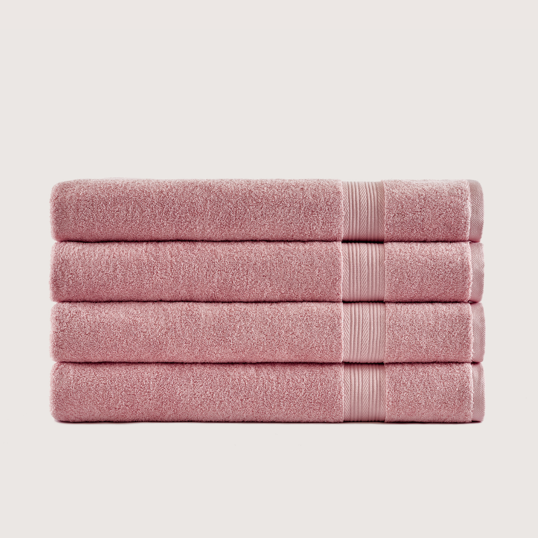 Pack of 4 Truenova Ultrasoft cotton bath sheets in Coral Pink