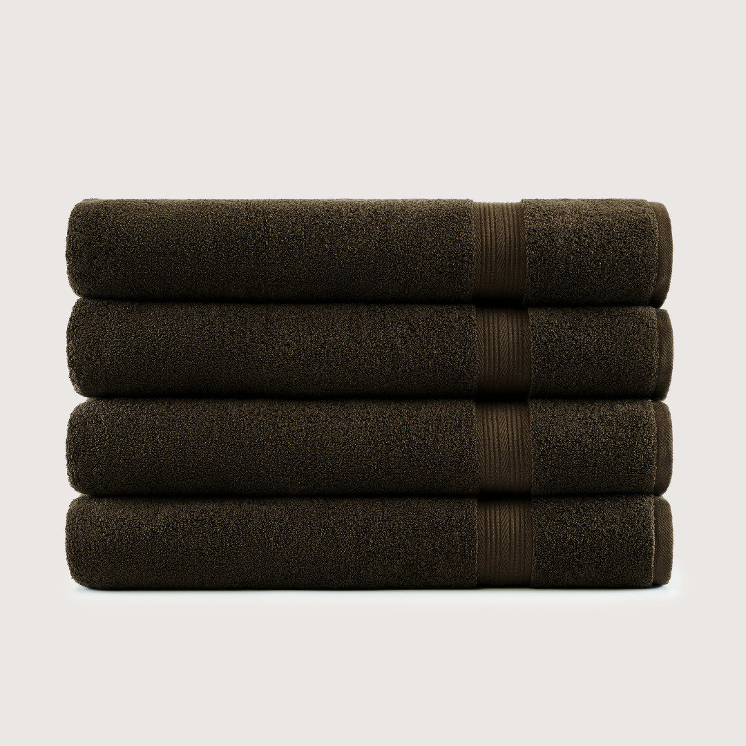 Pack of 4 Truenova Ultrasoft cotton bath sheets in Espresso Brown