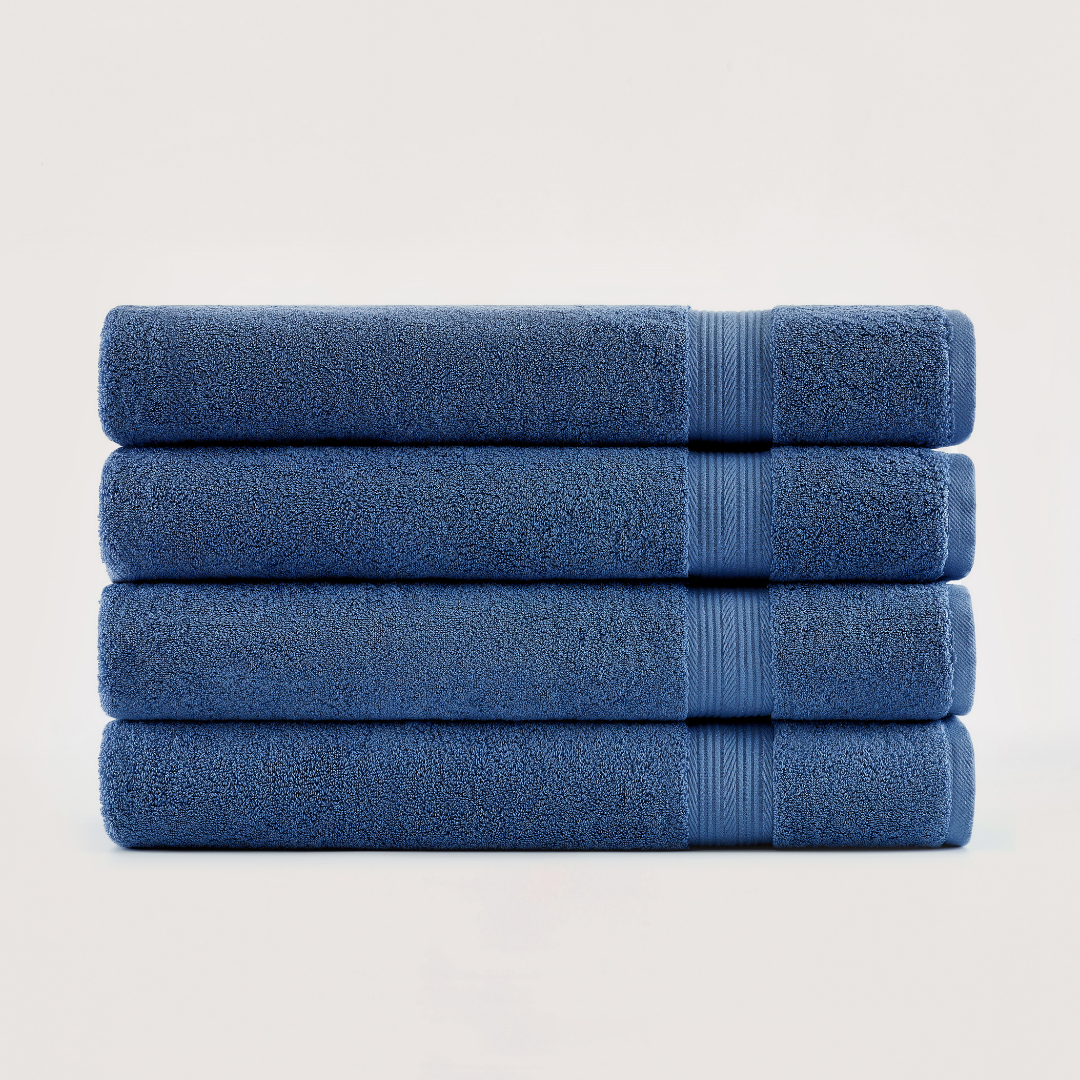 Pack of 4 Truenova Ultrasoft cotton bath sheets in Lapiz Blue
