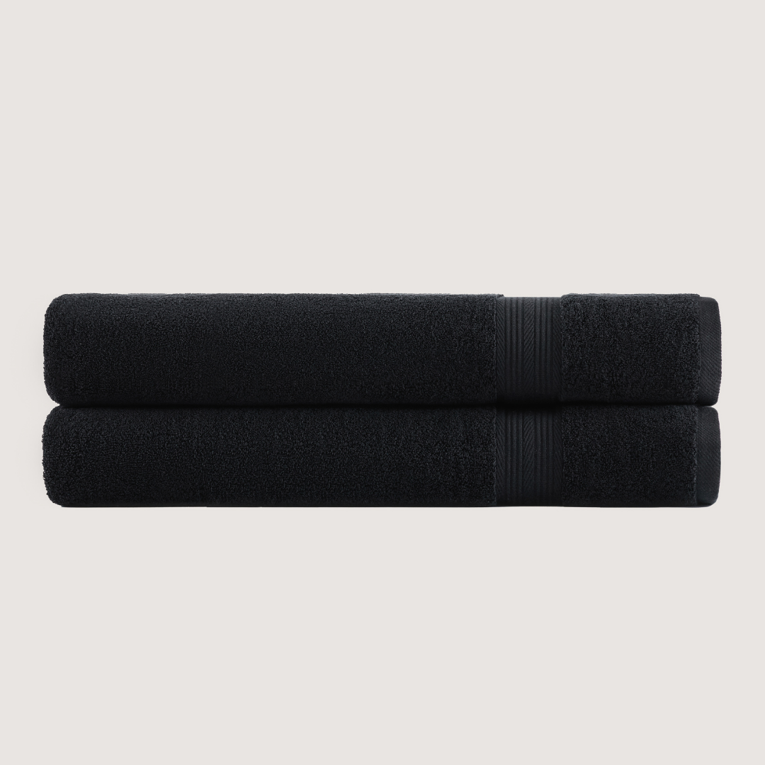 Pack of 2 Truenova Ultrasoft cotton bath sheets in Midnight Black