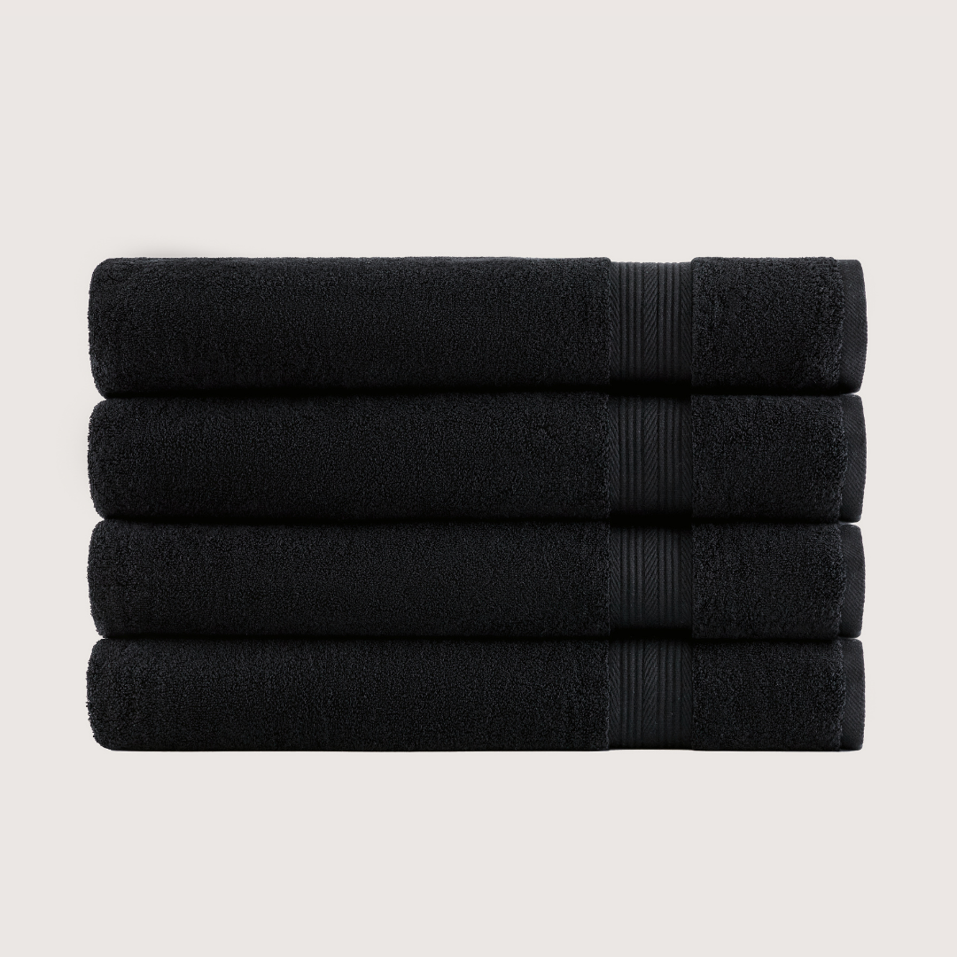 Pack of 4 Truenova Ultrasoft cotton bath sheets in Midnight Black