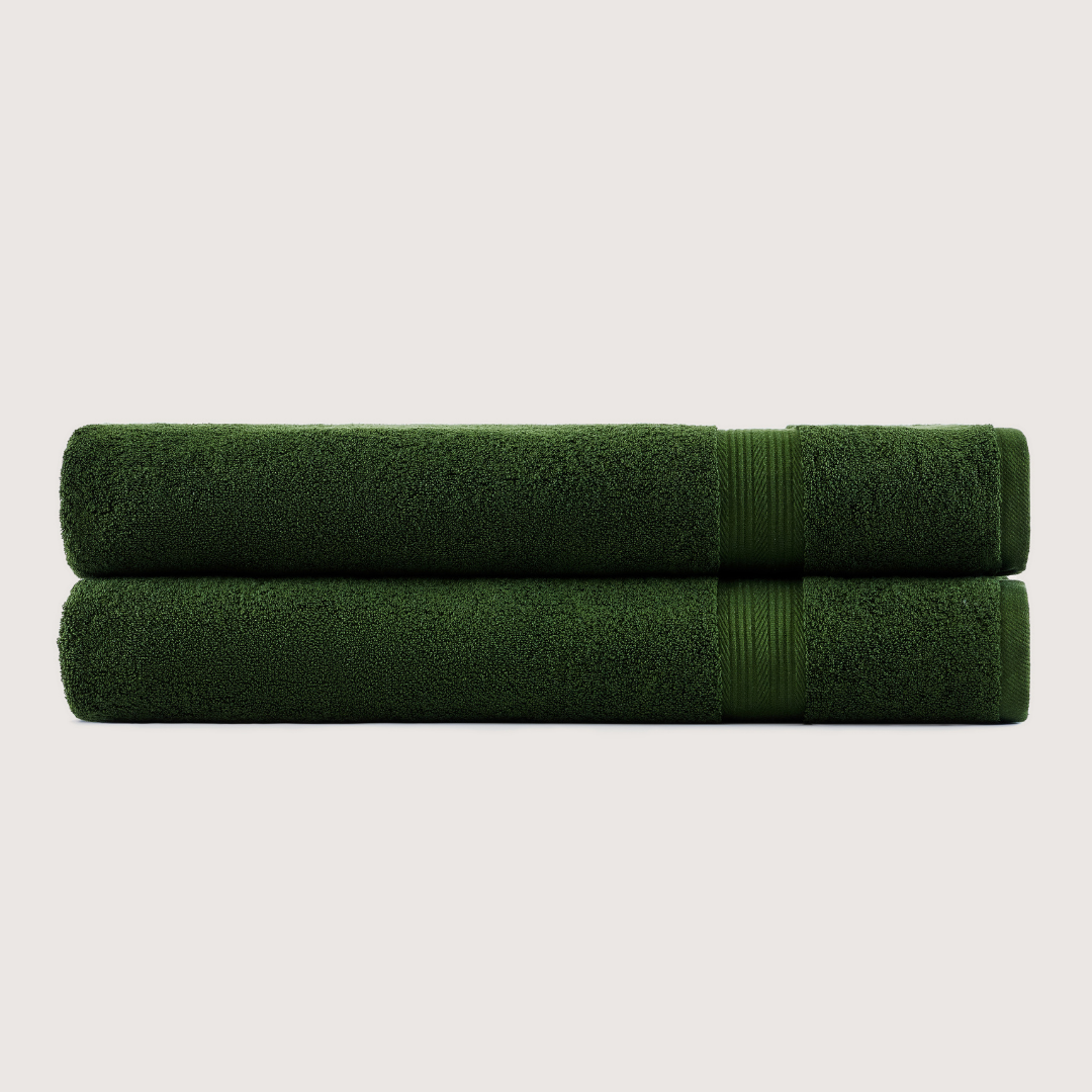 Pack of 2 Truenova Ultrasoft cotton bath sheets in Olive Green