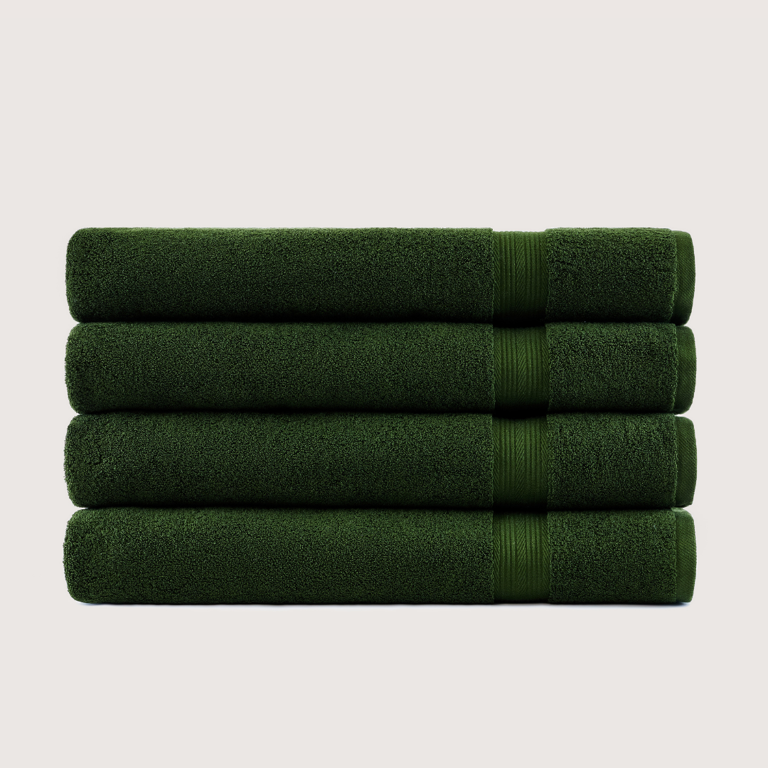 Pack of 4 Truenova Ultrasoft cotton bath sheets in Olive Green
