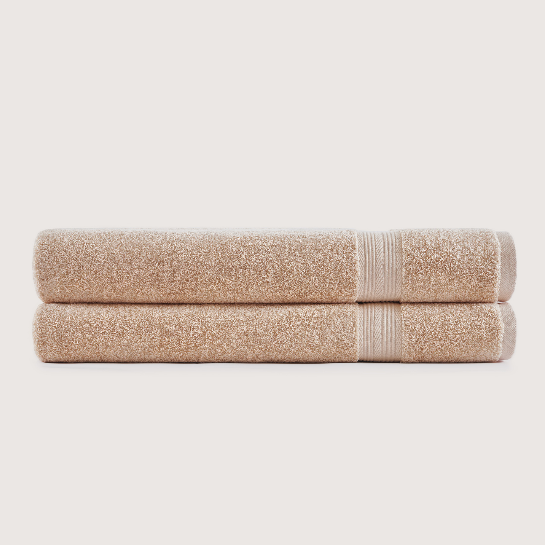 Pack of 2 Truenova Ultrasoft cotton bath sheets in Sand