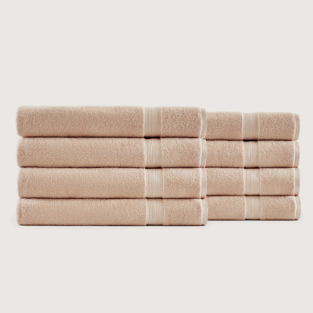 Pack of 8 Truenova Ultrasoft cotton bath sheets in Sand