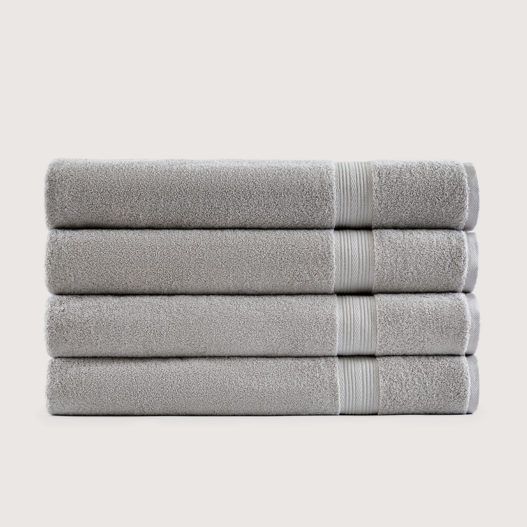 Pack of 4 Truenova Ultrasoft cotton bath sheets in Stone Grey