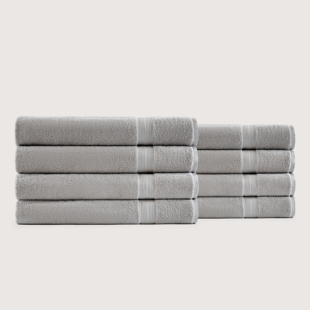 Pack of 8 Truenova Ultrasoft cotton bath sheets in Stone Grey