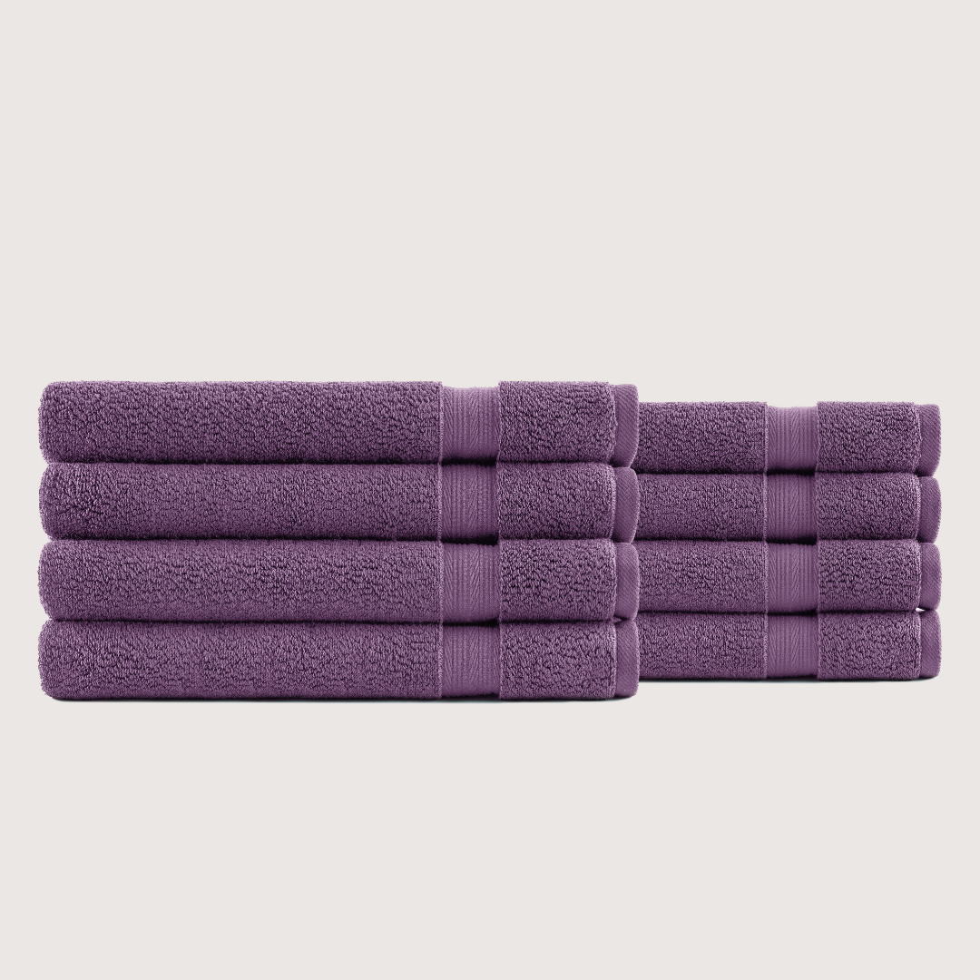 Pack of 8 Truenova Ultrasoft cotton bath sheets in Violet