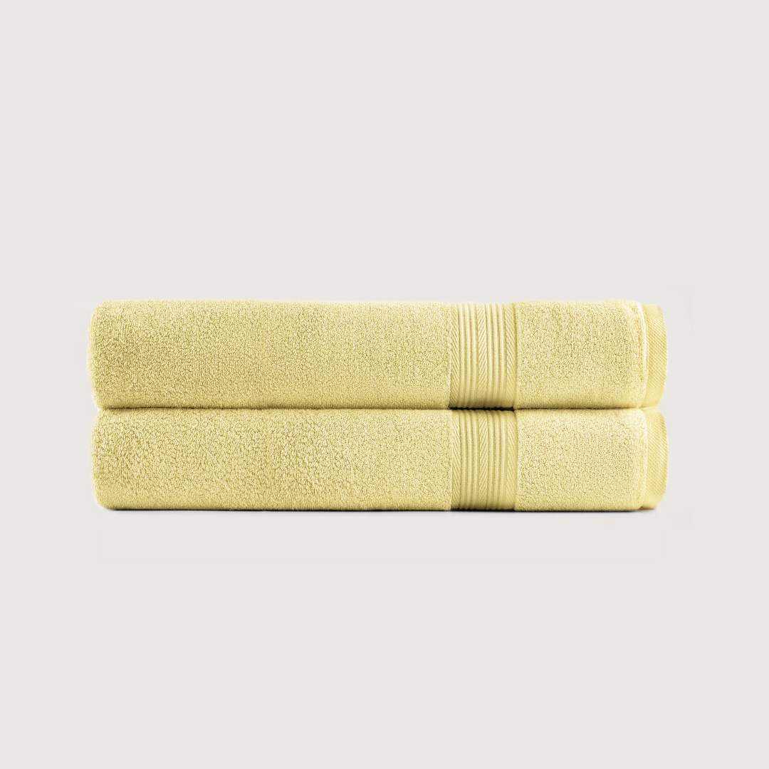 Pack of 2 Truenova Ultrasoft cotton bath towels in Butter Yellow