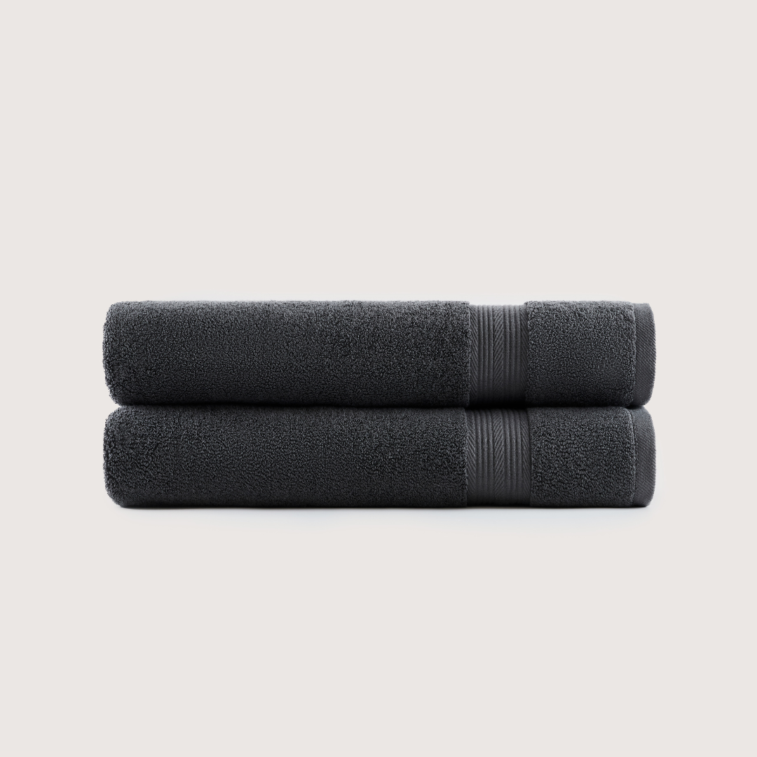 Pack of 2 Truenova Ultrasoft cotton bath towels in Charcoal