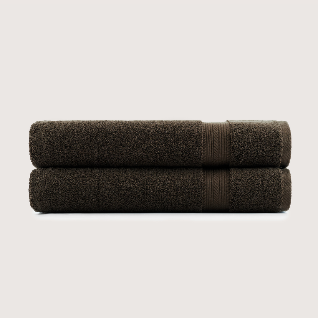 Pack of 2 Truenova Ultrasoft cotton bath towels in Espresso Brown