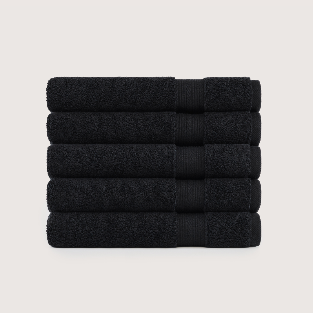 Pack of 4 Truenova Ultrasoft cotton bath towels in Midnight Black
