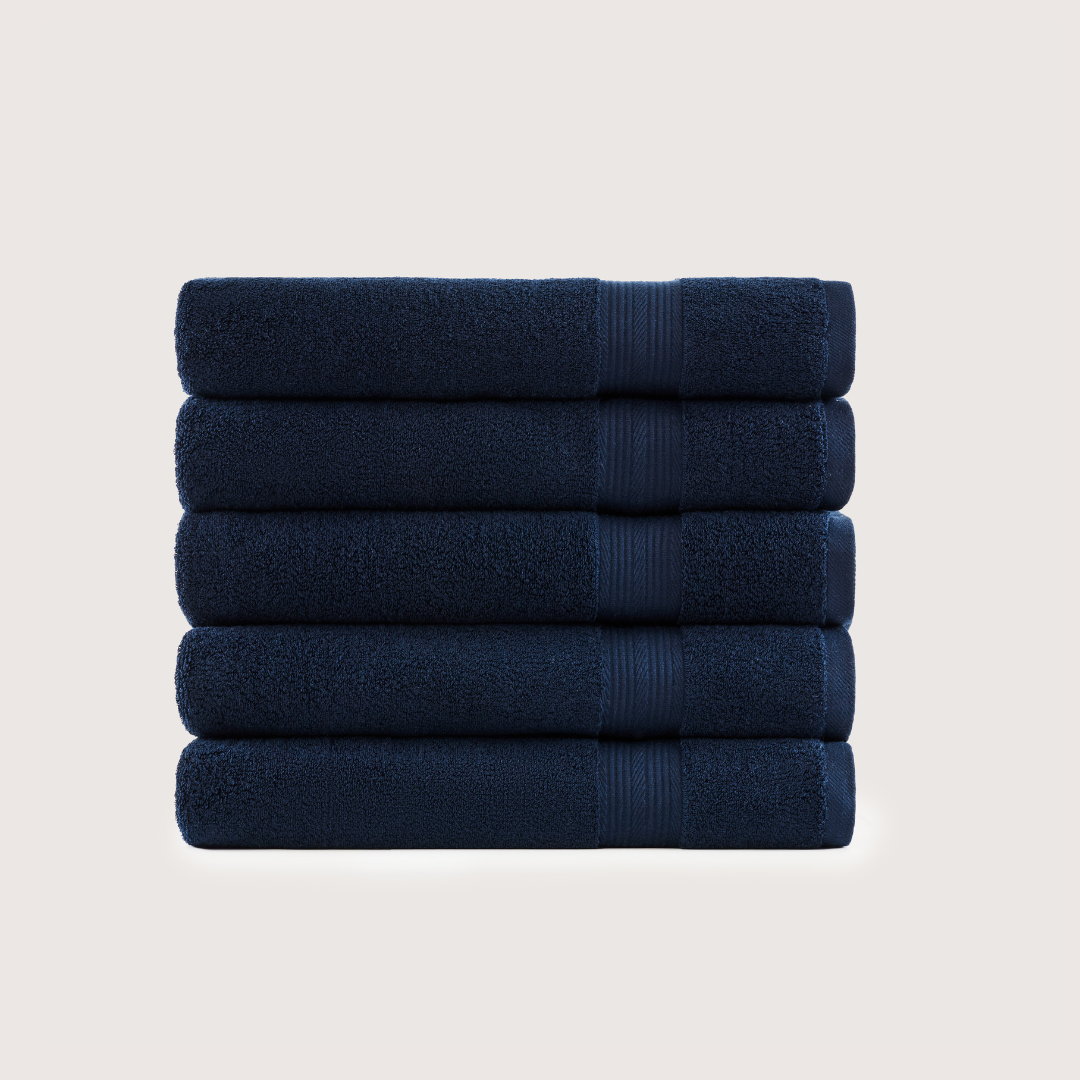 Pack of 4 Truenova Ultrasoft cotton bath towels in Navy Blue