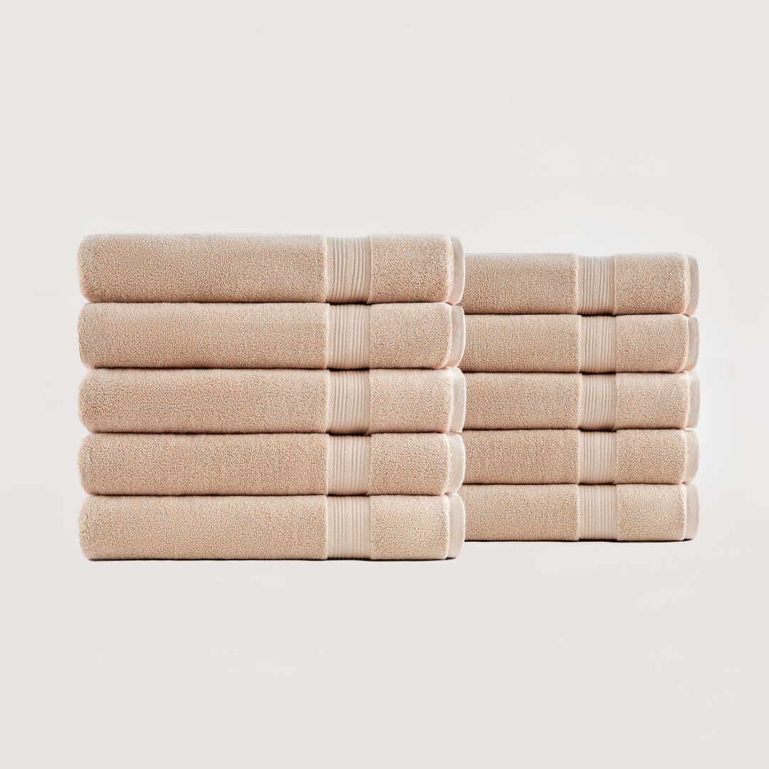 Pack of 8 Truenova Ultrasoft cotton bath towels in Sand