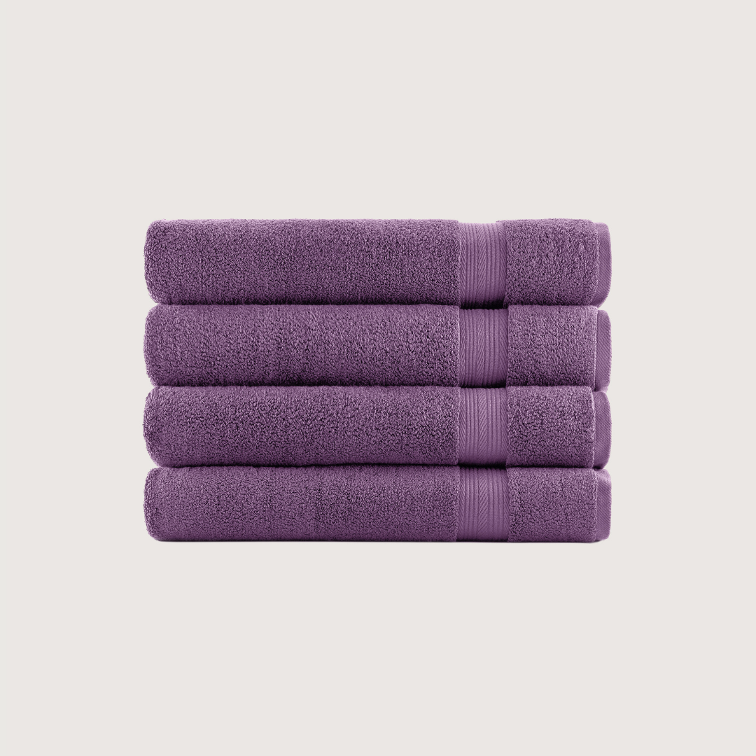 Pack of 4 Truenova Ultrasoft cotton bath towels in Violet