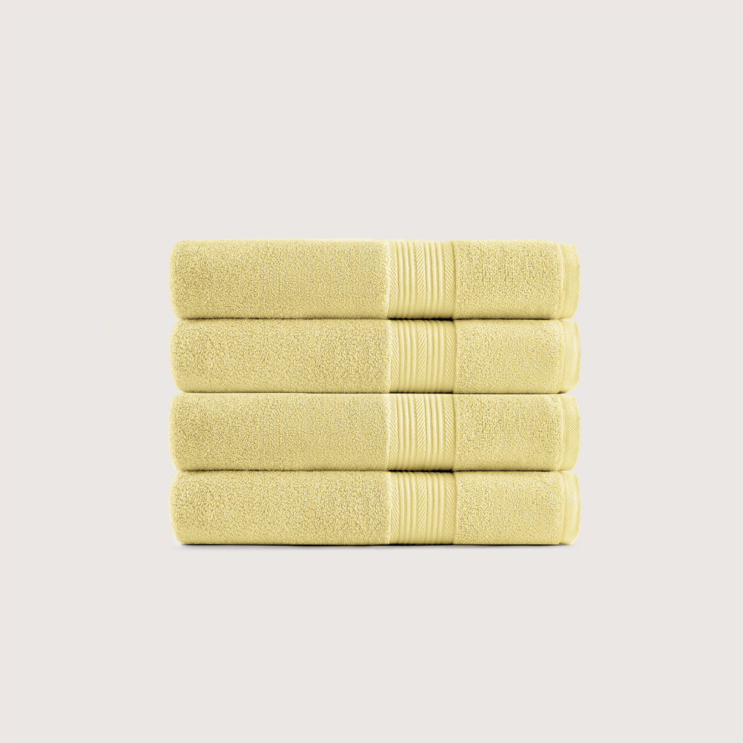 Pack of 4 Truenova Ultrasoft cotton hand towels in Butter Yellow