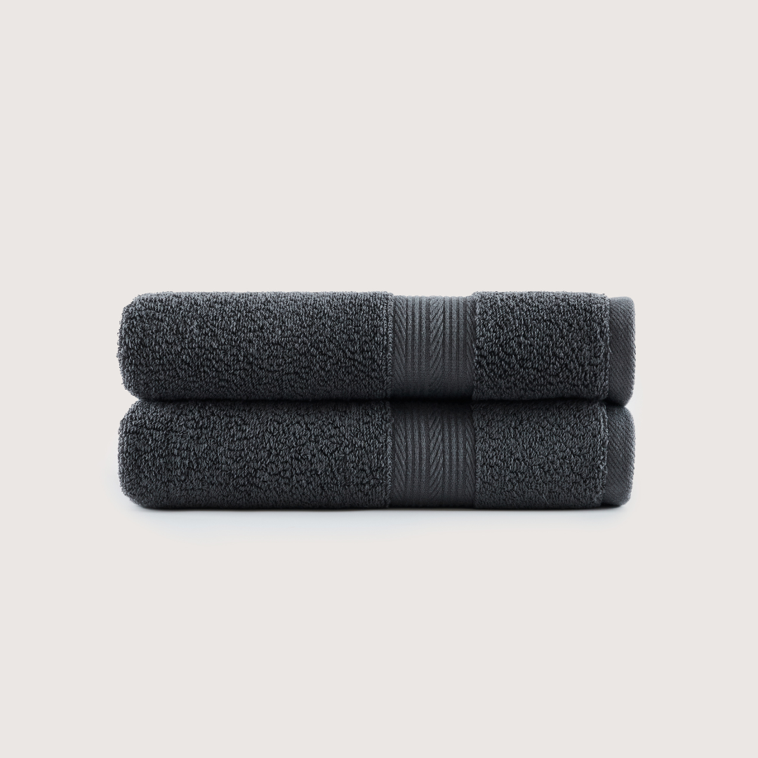 Pack of 2 Truenova Ultrasoft cotton hand towels in Charcoal