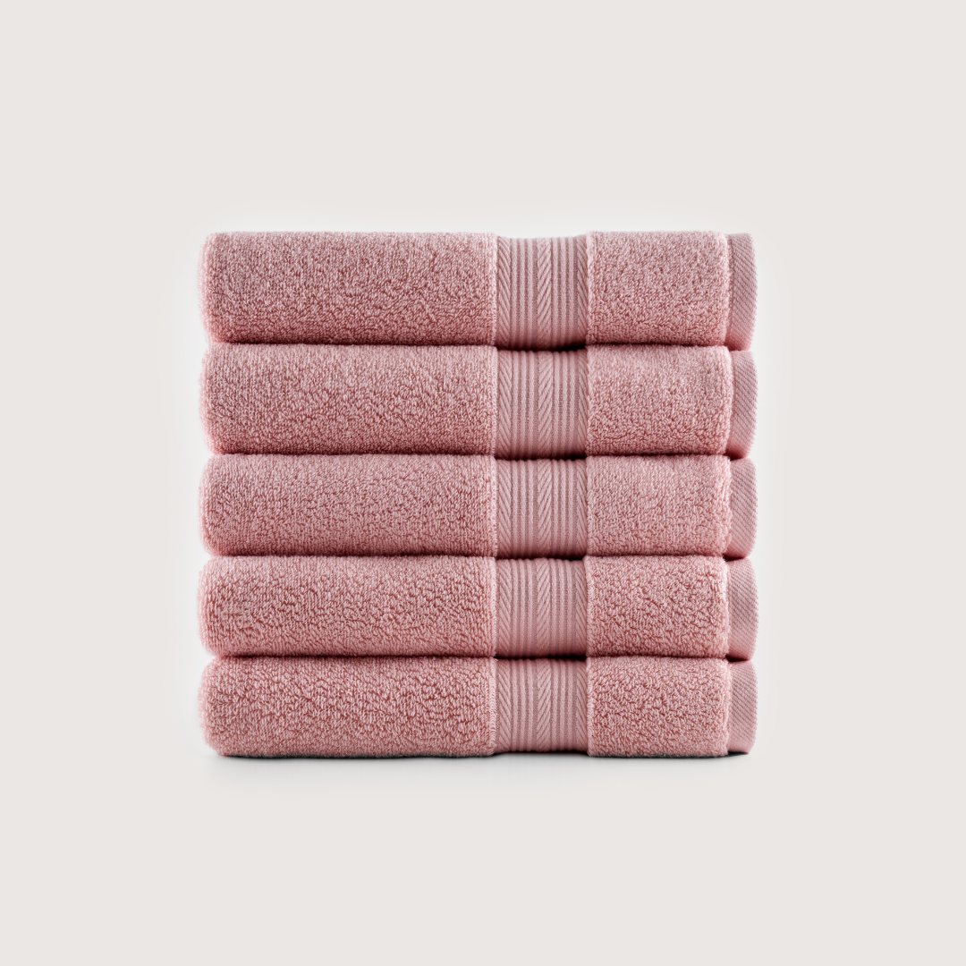 Pack of 4 Truenova Ultrasoft cotton hand towels in Coral Pink