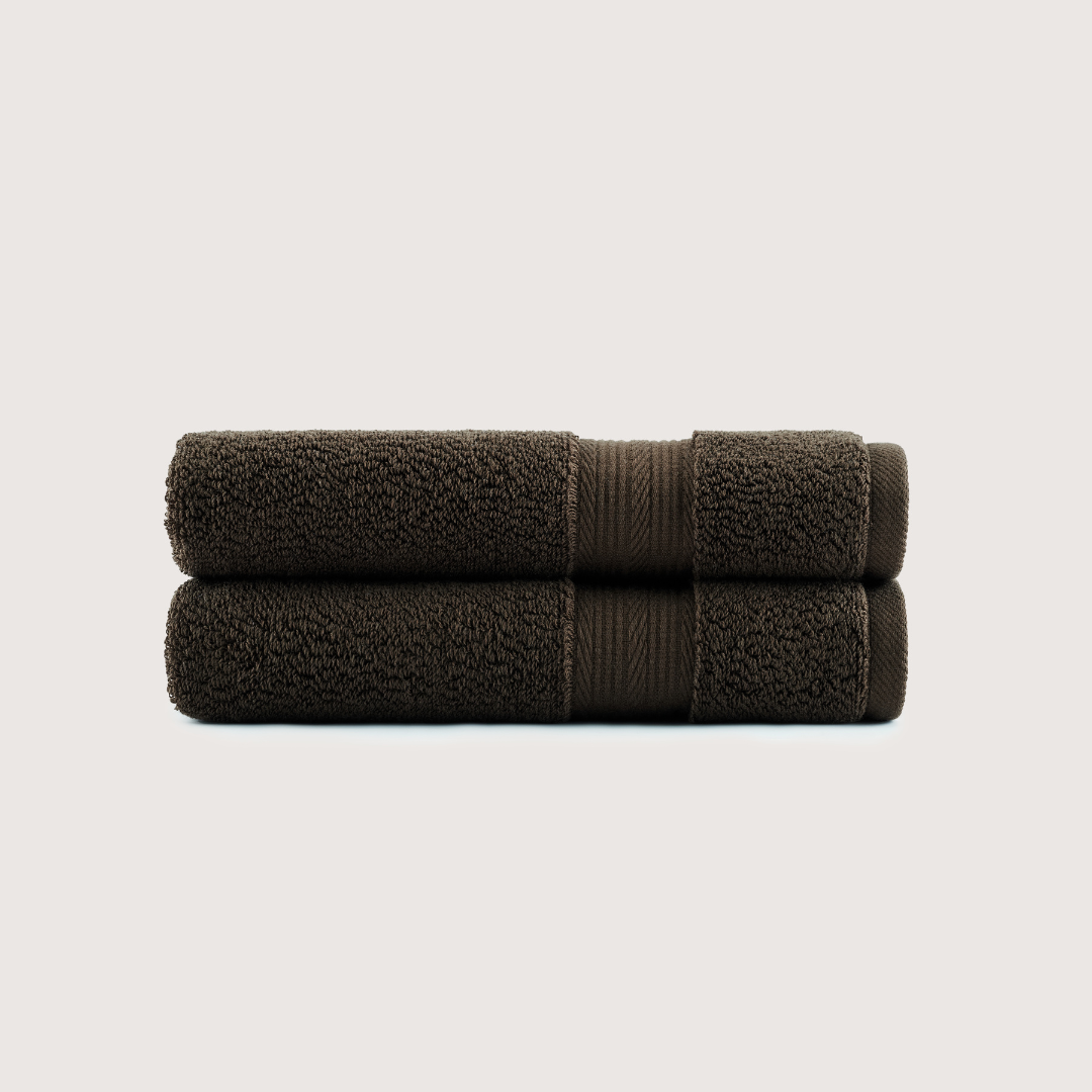 Pack of 2 Truenova Ultrasoft cotton hand towels in Espresso Brown