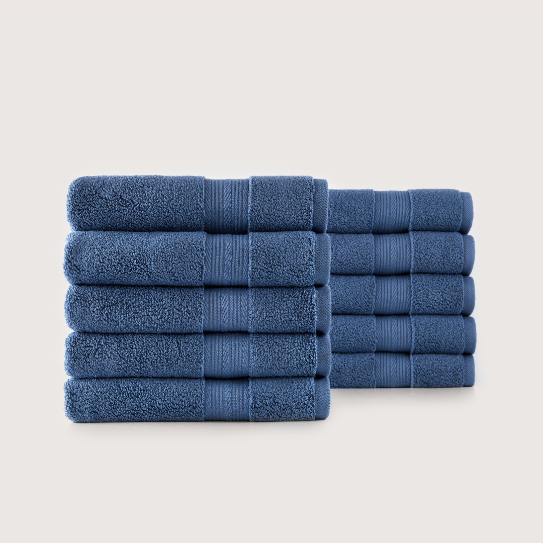 Pack of 8 Truenova Ultrasoft cotton hand towels in Lapiz Blue