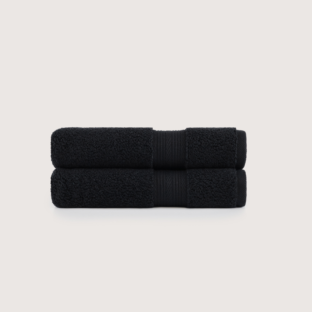 Pack of 2 Truenova Ultrasoft cotton hand towels in Midnight Black