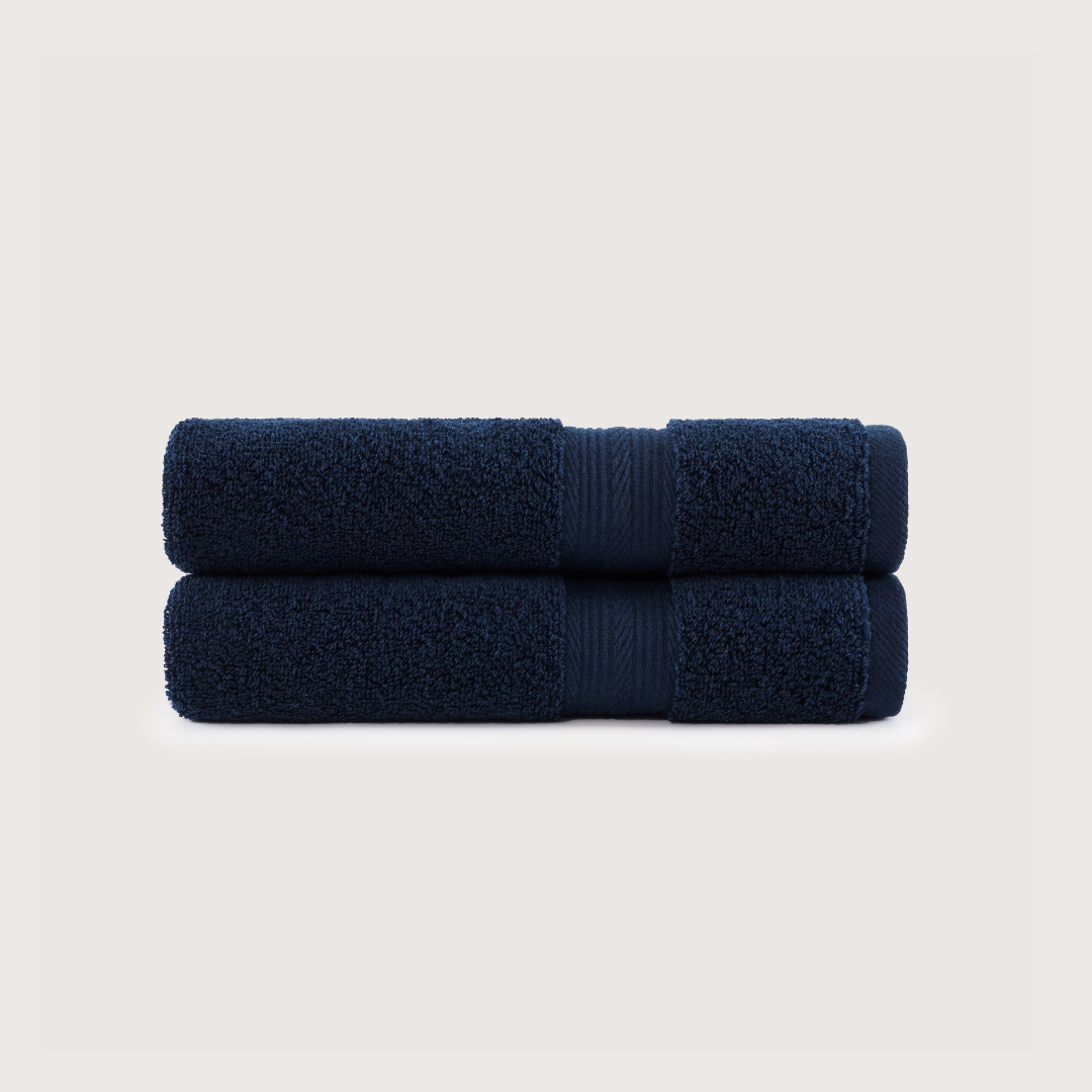 Pack of 2 Truenova Ultrasoft cotton hand towels in Navy Blue