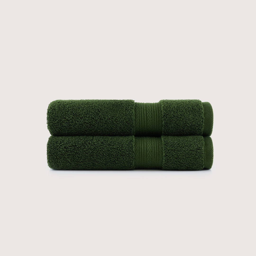Pack of 2 Truenova Ultrasoft cotton hand towels in Olive Green