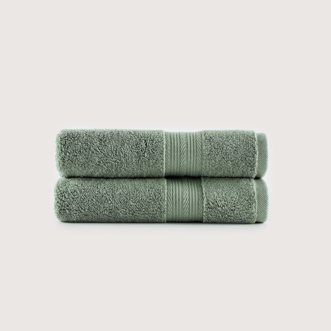 Pack of 2 Truenova Ultrasoft cotton hand towels in Sage
